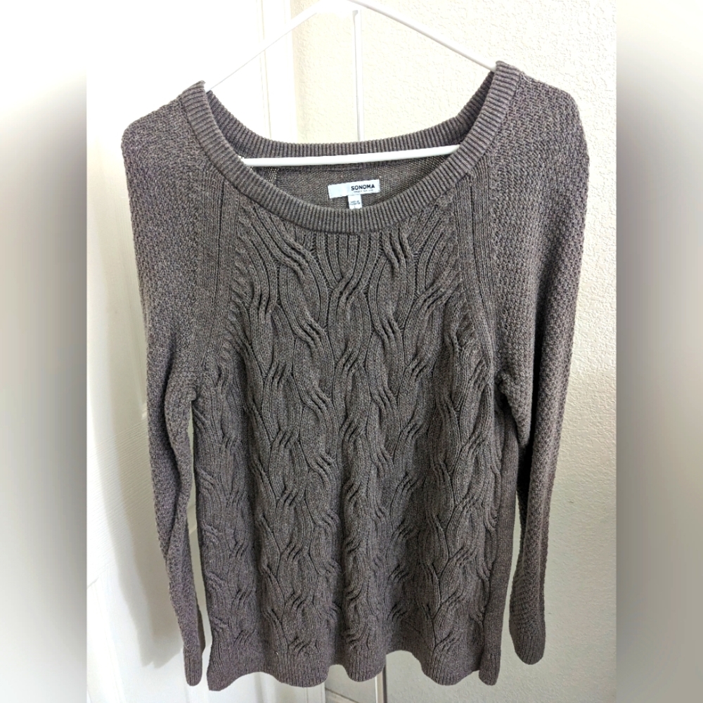 Sonoma large gray cable knit sweater for